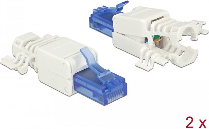 DeLOCK Connecteur réseau RJ45 Cat 6a UTP Toolfree (x2)