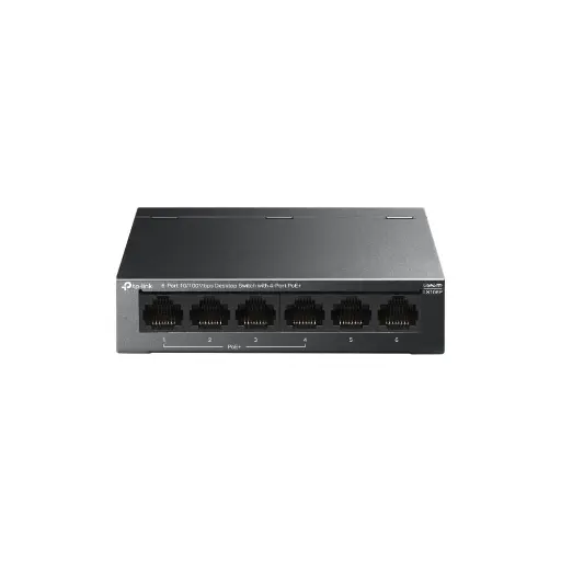 TP-Link Switch de bureau 5 ports 10/100Mbps incluant 4 ports PoE+, 30W par port, budget total 65W, Mode étendu - Mode isolation - PoE auto recovery - Plug and play - Boîtier métal