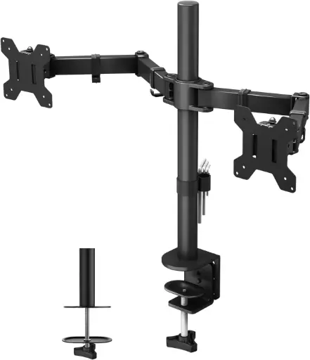 Support Double Écran BONTEC – 13" à 27" – VESA 75/100 – Charge 10 kg